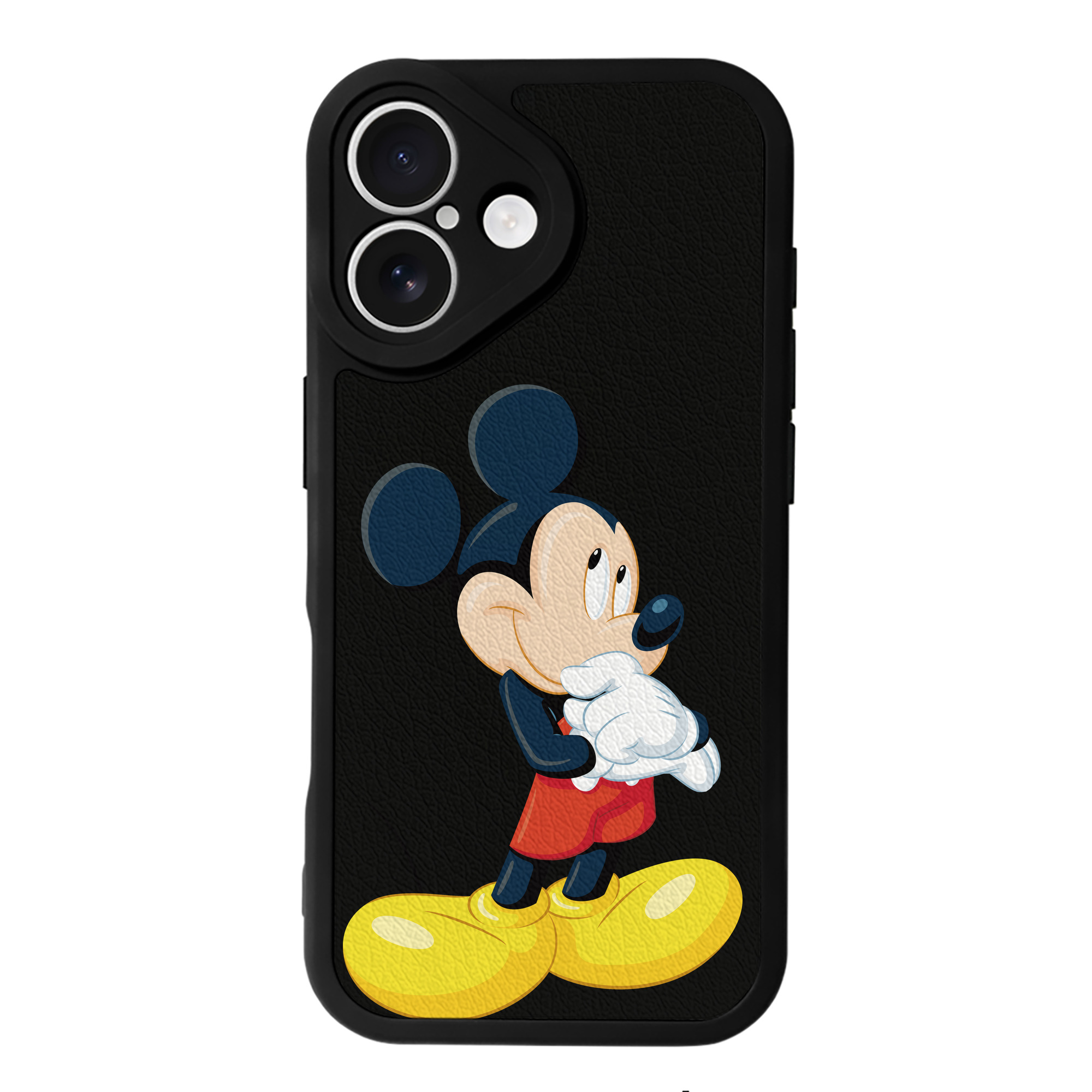 （画像用） ミッキーマウス Mickey Mouse 【iPhone 16シリーズ対応】シリコンスマホケース（レザー調） 材質：シリコン